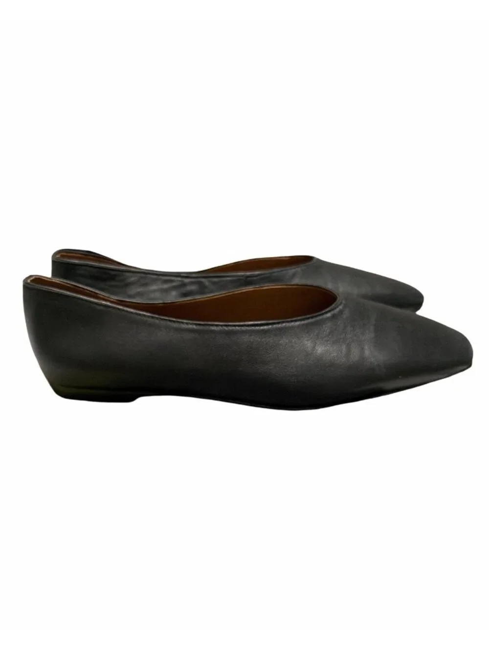 Madewell The Mylie Ballet Flat in True Black Leather Size 12 Minimalist Preppy